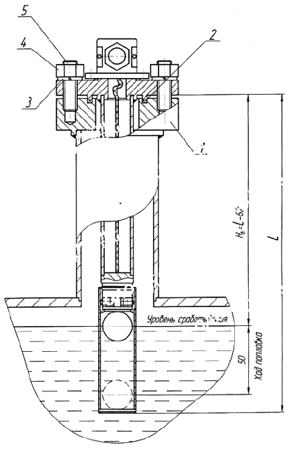 Схема монтажа реле уровня РУК-304-Ф на ёмкости